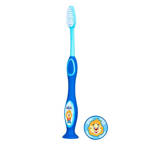 Chicco - Cepillo dental con cerdas extra finas para niños de 3 - 6 años, Colores Surtidos (Azul o Verde)