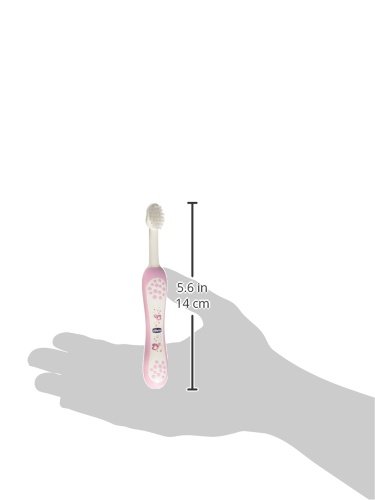 Chicco - Cepillo Dental Divertido con Cerdas Suaves para 6-36 Meses, Color Rosa, 12 Meses