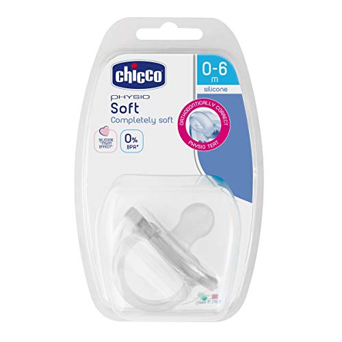 Chicco Phisio Soft - Chupete todo goma de silicona para 0-6 meses transparente