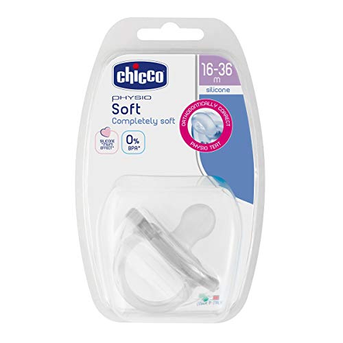Chicco Phisio Soft - Chupete todo goma de silicona para 16-36 meses transparente