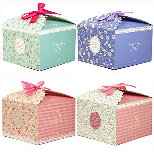 Chilly Cajas de regalo, Set de 12 cajas decorativas, pastel, galletas, golosinas, caramelos, baño bombas ducha jabones regalos para Navidad, fiesta, vacaciones, bodas (flor)
