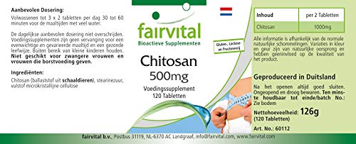 Chitosan extraforte 500mg - Quitosano - Dosis elevada - Fibra natural - 120 Comprimidos - Calidad Alemana