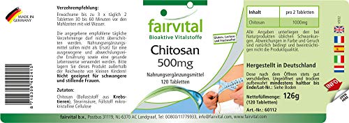 Chitosan extraforte 500mg - Quitosano - Dosis elevada - Fibra natural - 120 Comprimidos - Calidad Alemana