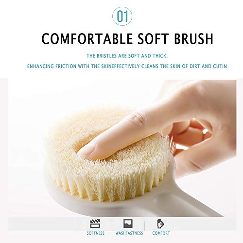 Chucksss 14 Pulgadas Mango Largo Fregado Limpieza Del Cuerpo Restregador Posterior Piel Masaje Ducha Herramienta De Baño Suave Exfoliante Cepillo De Cuerpo De Bañ