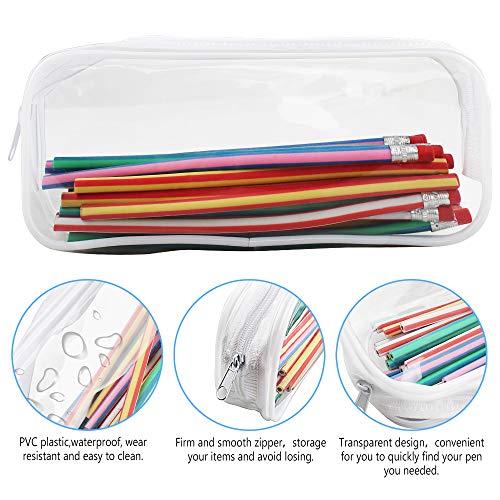 chudian 5pcs Estuche Transparente，Bolsas de Lápices con Cremallera Estuche de Lápices de Gran Capacidad Estuches escolares para Exámenes para Organizar Papelería Lápiz Pluma de Estudiantes