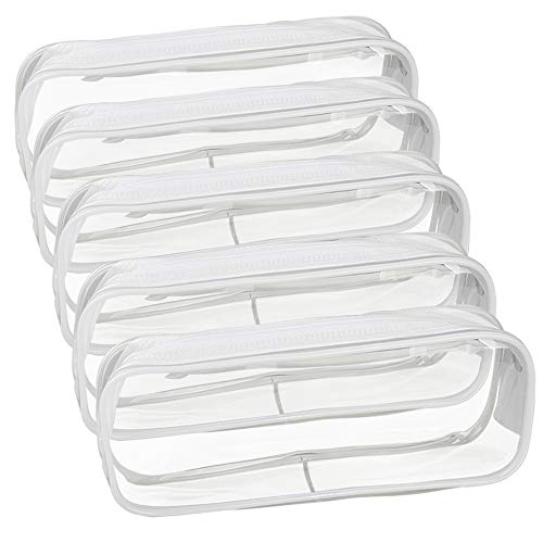 chudian 5pcs Estuche Transparente，Bolsas de Lápices con Cremallera Estuche de Lápices de Gran Capacidad Estuches escolares para Exámenes para Organizar Papelería Lápiz Pluma de Estudiantes