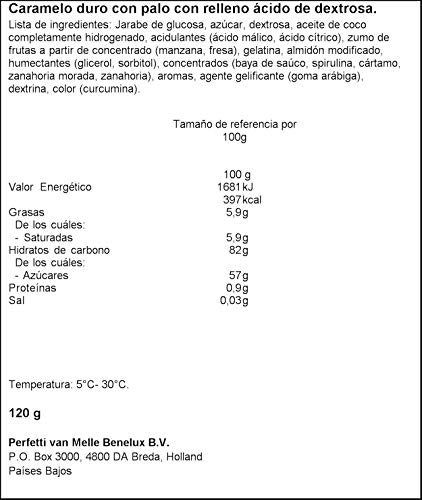 Chupa Chups Infernals Ácidos, Caramelo Masticable de Sabores Variados, Bolsa de 120 gr.