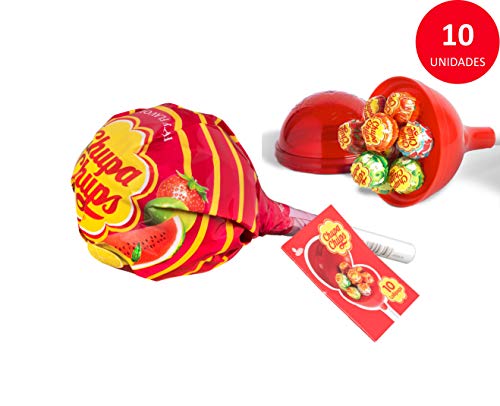 Chupa Chups Original, Caramelo con Palo de Sabores Variados, Mega Chups de 10 unidades de 12 gr. (Total 120 gr.)