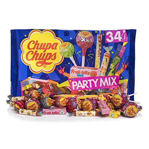 Chupa Chups Party Mix, Golosinas y Caramelos de Sabores Variados, Bolsa de 34 unidades (Total 400 gr.)