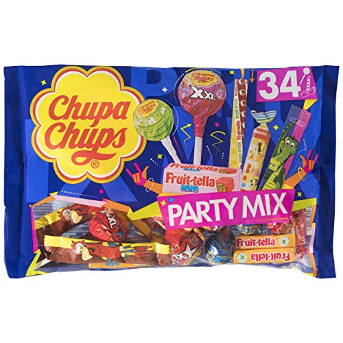 Chupa Chups Party Mix, Golosinas y Caramelos de Sabores Variados, Bolsa de 34 unidades (Total 400 gr.)