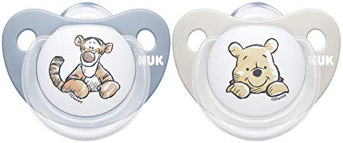 Chupete NUK Trendline de 0 – 6 meses, sin BPA, de silicona, diseño de Winnie the Pooh, color azul (niño) 2 unidades