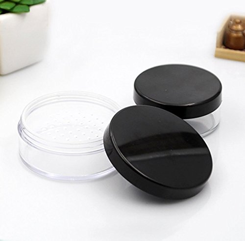 Chytaii 3pcs Polvo Recipiente Caja Contenedor Botes Vacía Transparente para Cosmética Polvo con Tapas de Tamiz Portátil Viaje Multifuncional 50g
