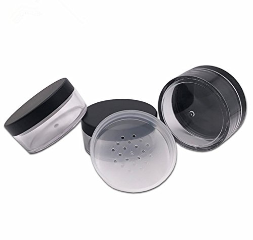Chytaii 3pcs Polvo Recipiente Caja Contenedor Botes Vacía Transparente para Cosmética Polvo con Tapas de Tamiz Portátil Viaje Multifuncional 50g