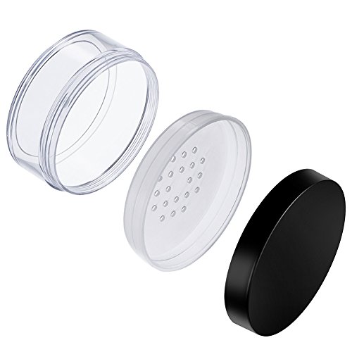 Chytaii 3pcs Polvo Recipiente Caja Contenedor Botes Vacía Transparente para Cosmética Polvo con Tapas de Tamiz Portátil Viaje Multifuncional 50g
