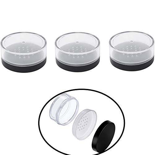 Chytaii 3pcs Polvo Recipiente Caja Contenedor Botes Vacía Transparente para Cosmética Polvo con Tapas de Tamiz Portátil Viaje Multifuncional 50g