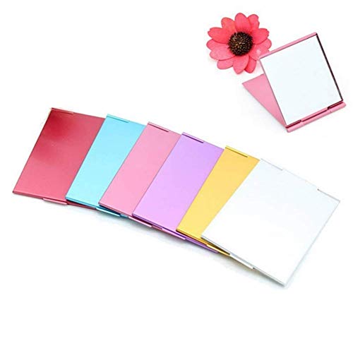 Chytaii Mini Espejo de Bolsillo Plegable Rectangular Portátil Espejo Cosmético Ultrafino Espejo de Viaje PequeñoEspejo de Maquillaje Color al Azar 9.8 * 6.8cm
