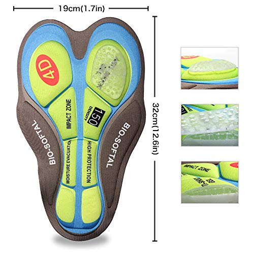 Ciclismo Hombre Pantalones Cortos de Bicicleta 4D Gel de sílice Acolchado Ciclismo Calzoncillos Ropa Interior de Bicicleta MTB Bicicleta Pantalones Cortos(Verde, XXL)