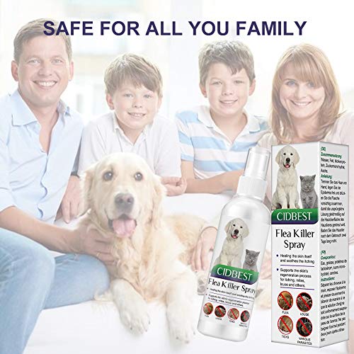 CIDBEST Flea Spray,Pulgas Spray,Anti Pulgas,Spray de protección contra pulgas, Spray Repelente de pulgas de Ingredientes Naturales para Perros Pulgas Garrapatas