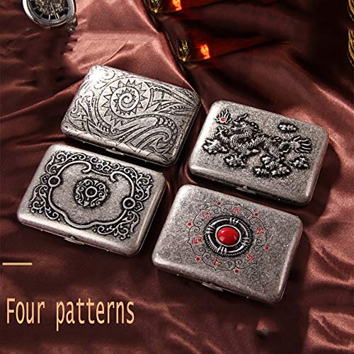 CIGARETTE CASE RDJSHOP Caja De Cigarrillos for Hombres 16 Palos Plata Antigua Cobre Puro Moda Creativa Caja De Cigarrillos Porta Cigarrillos Portátil (Color : B)