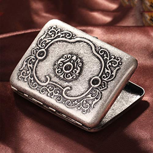 CIGARETTE CASE RDJSHOP Caja De Cigarrillos for Hombres 16 Palos Plata Antigua Cobre Puro Moda Creativa Caja De Cigarrillos Porta Cigarrillos Portátil (Color : B)