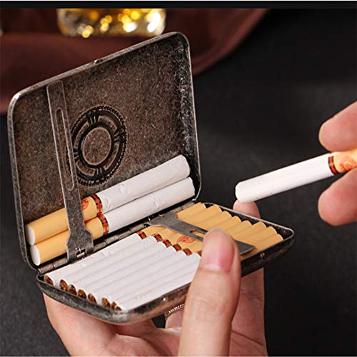 CIGARETTE CASE RDJSHOP Caja De Cigarrillos for Hombres 16 Palos Plata Antigua Cobre Puro Moda Creativa Caja De Cigarrillos Porta Cigarrillos Portátil (Color : B)