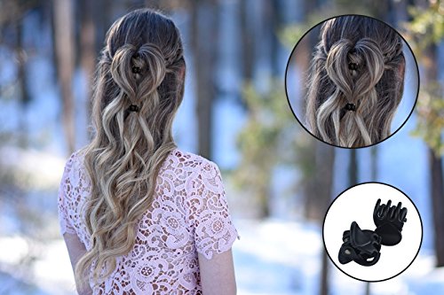 CINEEN 12Pcs Garra de Pelo Negro Plástico Mini horquilla 6 garras del pelo Pinza Abrazadera para las mujeres