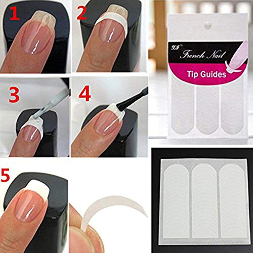 CINEEN Francés uñas Pegatinas Manicura Uñas Pegatinas de Smile línea guía línea guía pegatinas Nail Art Tips de maquillaje 24 pcs/Set