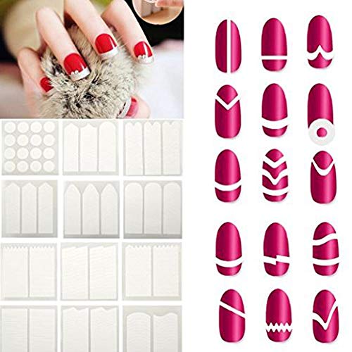 CINEEN Francés uñas Pegatinas Manicura Uñas Pegatinas de Smile línea guía línea guía pegatinas Nail Art Tips de maquillaje 24 pcs/Set