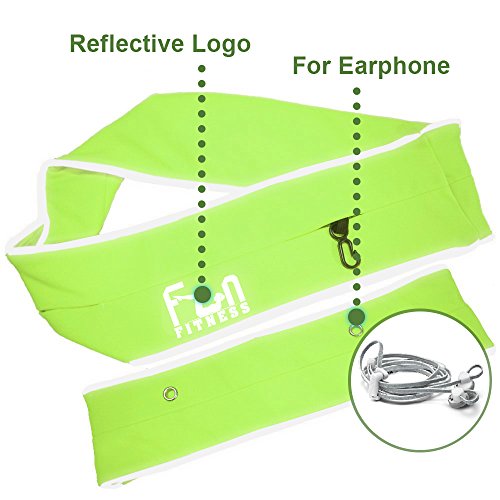 Cinturon Deportivo (Verde, L 80-87cm) - Cinturón para Correr – Riñonera Fitness Premium para Cintura – Ideal para Teléfonos Grandes como iPhone y Samsung Yoga y Ciclismo