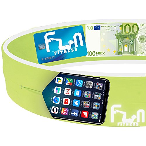 Cinturon Deportivo (Verde, L 80-87cm) - Cinturón para Correr – Riñonera Fitness Premium para Cintura – Ideal para Teléfonos Grandes como iPhone y Samsung Yoga y Ciclismo