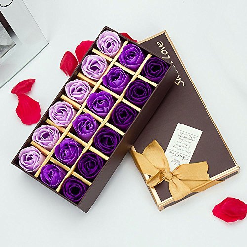 Cisixin 18 Piezas Rose Jabones Perfumados en Caja de Regalo (Púrpura)