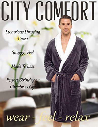 CityComfort Albornoz Hombre con Capucha Suave Bata (M/L, Carbón)