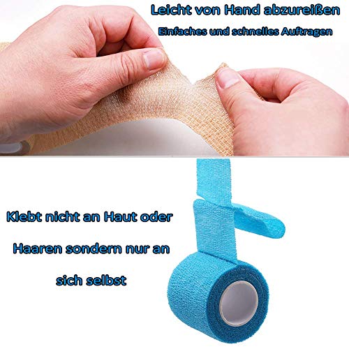 CK-Shop® - Vendaje Autoadhesivo de 5 cm para Mascotas, Perros y Deportes – Venda de fijación Flexible y elástica – Juego de 12 Rollos de Colores