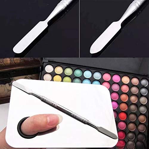 CKANDAY Paquete de 2 paletas de maquillaje profesional, 2 tipos de espátula de artista cosmética de acero inoxidable Pro Lady con herramienta de espátula para base de mezcla, plateado