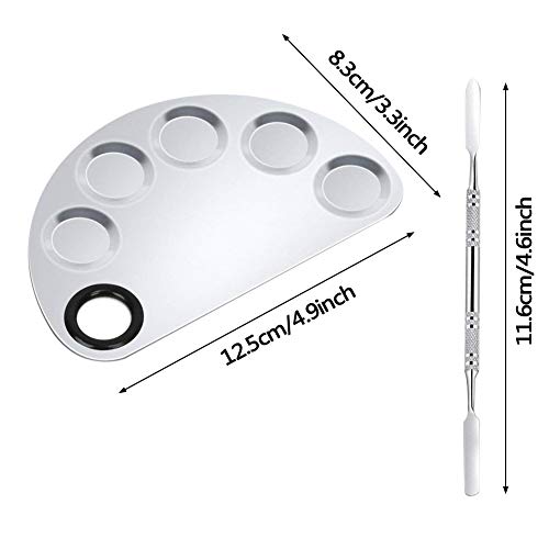 CKANDAY Paquete de 2 paletas de maquillaje profesional, 2 tipos de espátula de artista cosmética de acero inoxidable Pro Lady con herramienta de espátula para base de mezcla, plateado
