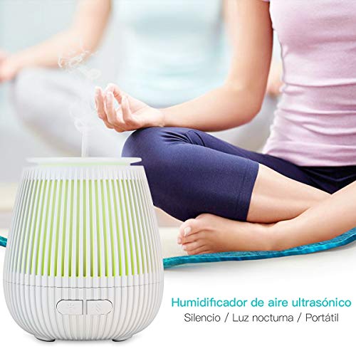 Ckeyin Difusor de Aroma Portátil, Difusor de Aceite Perfumado USB, Mini Difusor de Aromaterapia con Luz Nocturna de 7 Colores -2 Modos de Pulverización, Adecuados para el Hogar/Oficina