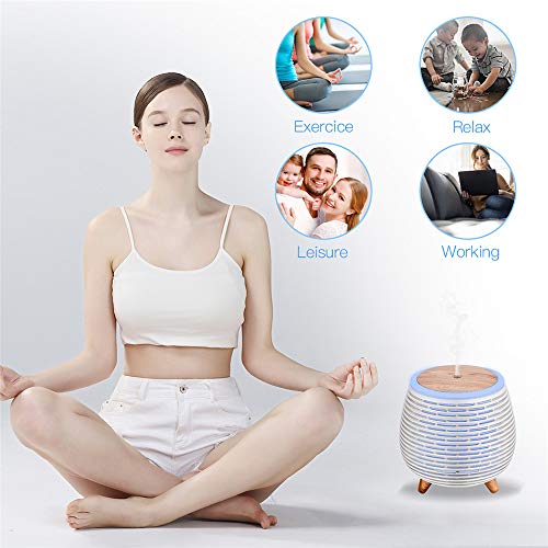 Ckeyin Humidificador Electrico，Humidificador Aceites Esenciales，Silencio, Lámpara de 7 Colores, 2 Modos de Pulverización, Apagado Automático, Hogar, Dormitorio, Decoración de Interiores-Blanco…
