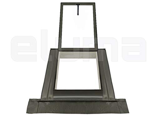 Claraboya - Ventana para tejado"BASIC VASISTAS" (apertura tipo Velux) Tragaluz por el acceso al techo/Tapajuntas incluido (45x55 Base x Altura)