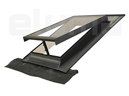 Claraboya - Ventana para tejado"BASIC VASISTAS" (apertura tipo Velux) Tragaluz por el acceso al techo/Tapajuntas incluido (45x55 Base x Altura)