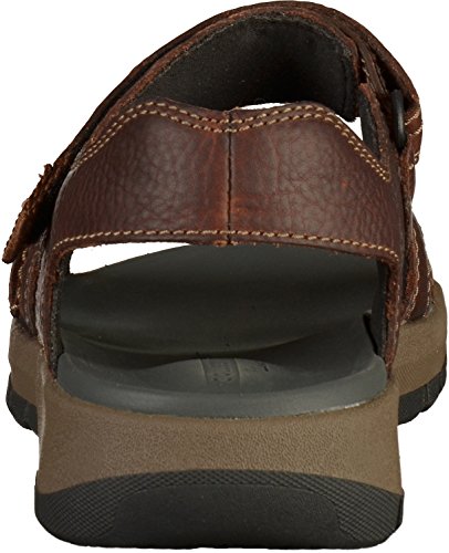Clarks Brixby Shore, Sandalia con Pulsera para Hombre, Marrón (Dark Brown Leather-), 46 EU