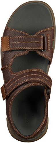 Clarks Brixby Shore, Sandalia con Pulsera para Hombre, Marrón (Dark Brown Leather-), 46 EU