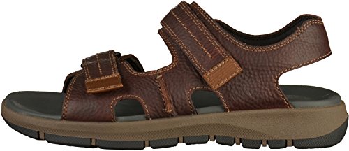 Clarks Brixby Shore, Sandalia con Pulsera para Hombre, Marrón (Dark Brown Leather-), 46 EU