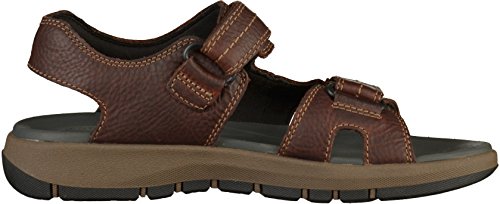 Clarks Brixby Shore, Sandalia con Pulsera para Hombre, Marrón (Dark Brown Leather-), 46 EU