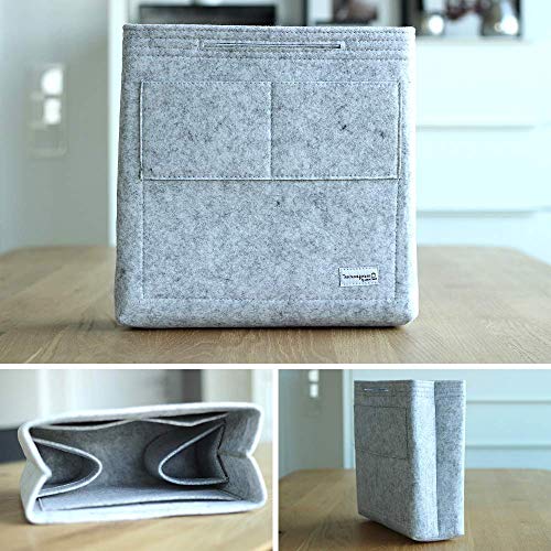 Classic Slash Organizador de Bolso - Bag Organizer con Cremallera - Bag Organizador de Mujer - Bag In Bag - Fieltro - Gris – Grande (Muy Alto) - para Bolsas Fuera 33cm