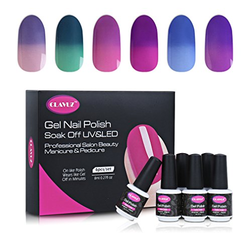 Clavuz 6pcs Kit de Esmaltes de Uñas Gel UV LED Semipermanente Efecto de Camaleón Cambio de Color Manicura y Pedicura