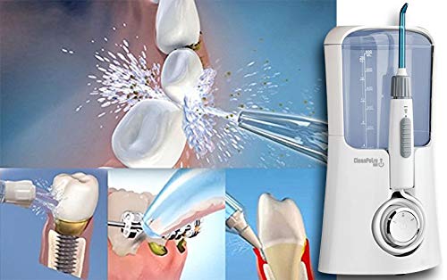 Clean Pulse One - Irrigador bucal - Higiene Dental Profesional 10 Niveles de presión, 7 Boquillas con estuche y Depósito 600 ml. Recomendado por dentistas y médicos especialistas