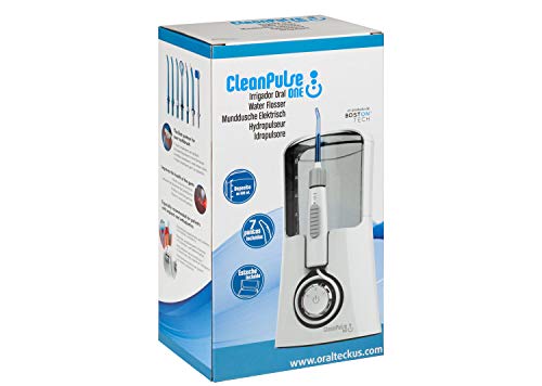 Clean Pulse One - Irrigador bucal - Higiene Dental Profesional 10 Niveles de presión, 7 Boquillas con estuche y Depósito 600 ml. Recomendado por dentistas y médicos especialistas