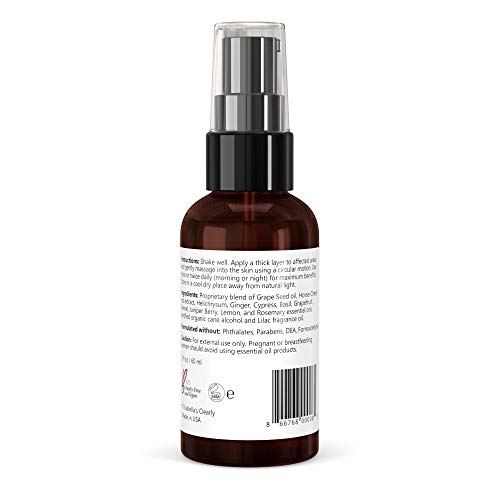 Clearly VEIN - el Mejor Tratamiento Natural para Varices y Arañas Vasculares. Mejora la Circulación Sanguínea con Aceites Terapéuticos con Castaño de Indias, Helicriso, Jengibre.