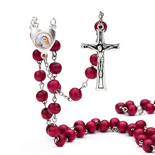 CLEARNICE Collar de Hombre Rojo 6 Mm De Madera con Fragancia Collar Orar Collar Orar Rosario Cuentas Religiosas Collar De Joyas Joyería De Jesús