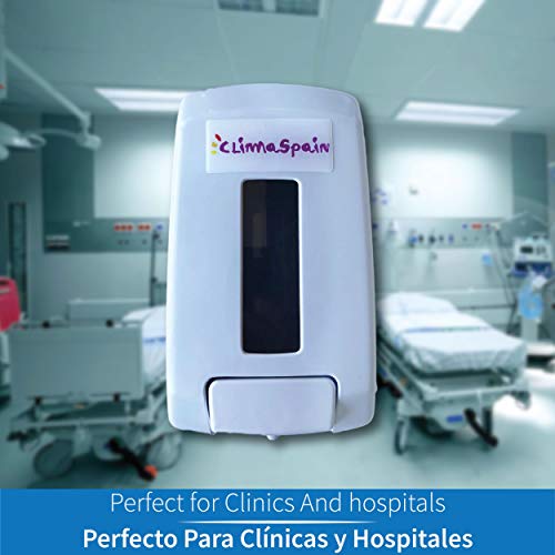 ClimaSpain - Dispensador de Gel Hidroalcoholico Manual · Dosificador de Jabon en Pared de 1'1 L · Dispensador de Desinfectante Manos con Sistema de Cierre con Llave